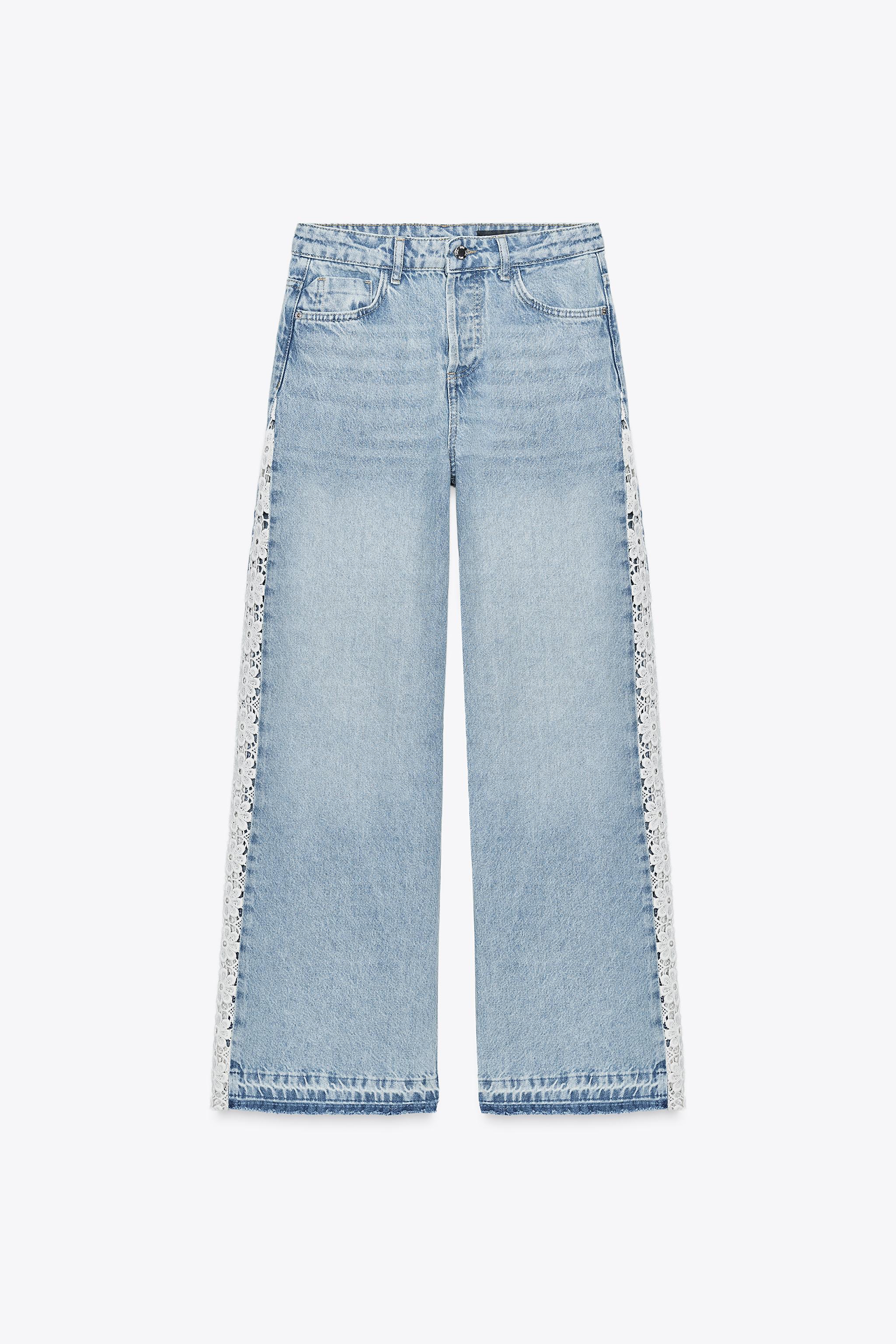 Z1975 HIGH WAIST WIDE LEG JEANS WITH CROCHET DETAIL